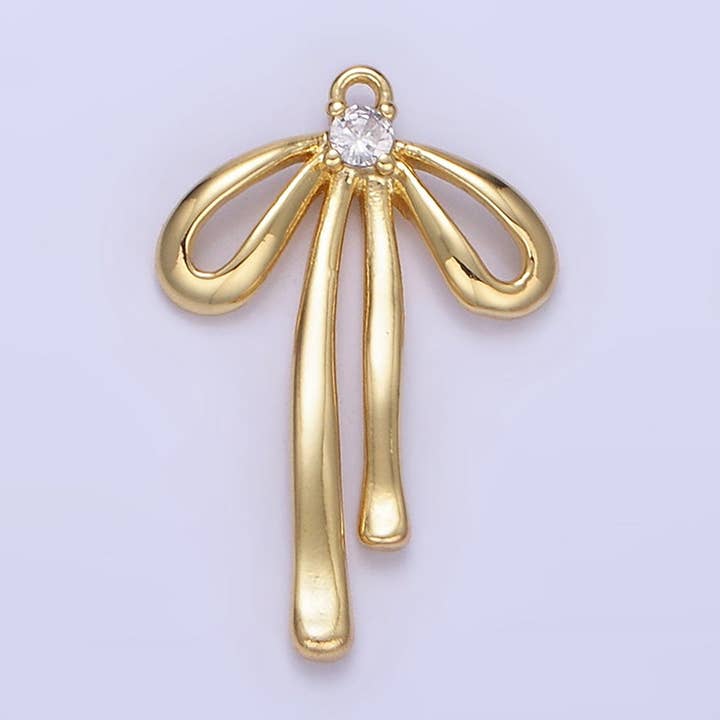 14K Guld Fyldt 20mm Båndsløjfe CZ Mini Vedhæng | W623 for engroshandel hos Aim Eternal