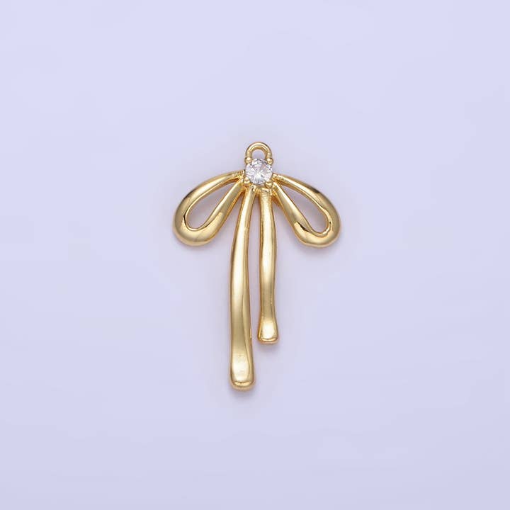 Laço de Fita Mini Charm CZ 20mm em Ouro 14K Filled | W623 por atacado de Aim Eternal