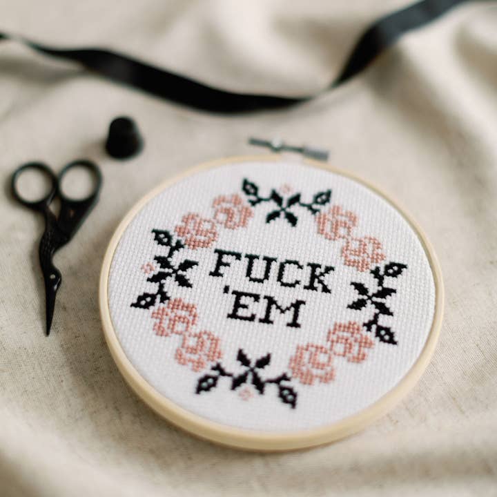 'Fuck 'Em' Cross Stitch Kit for wholesale by Innocent Bones