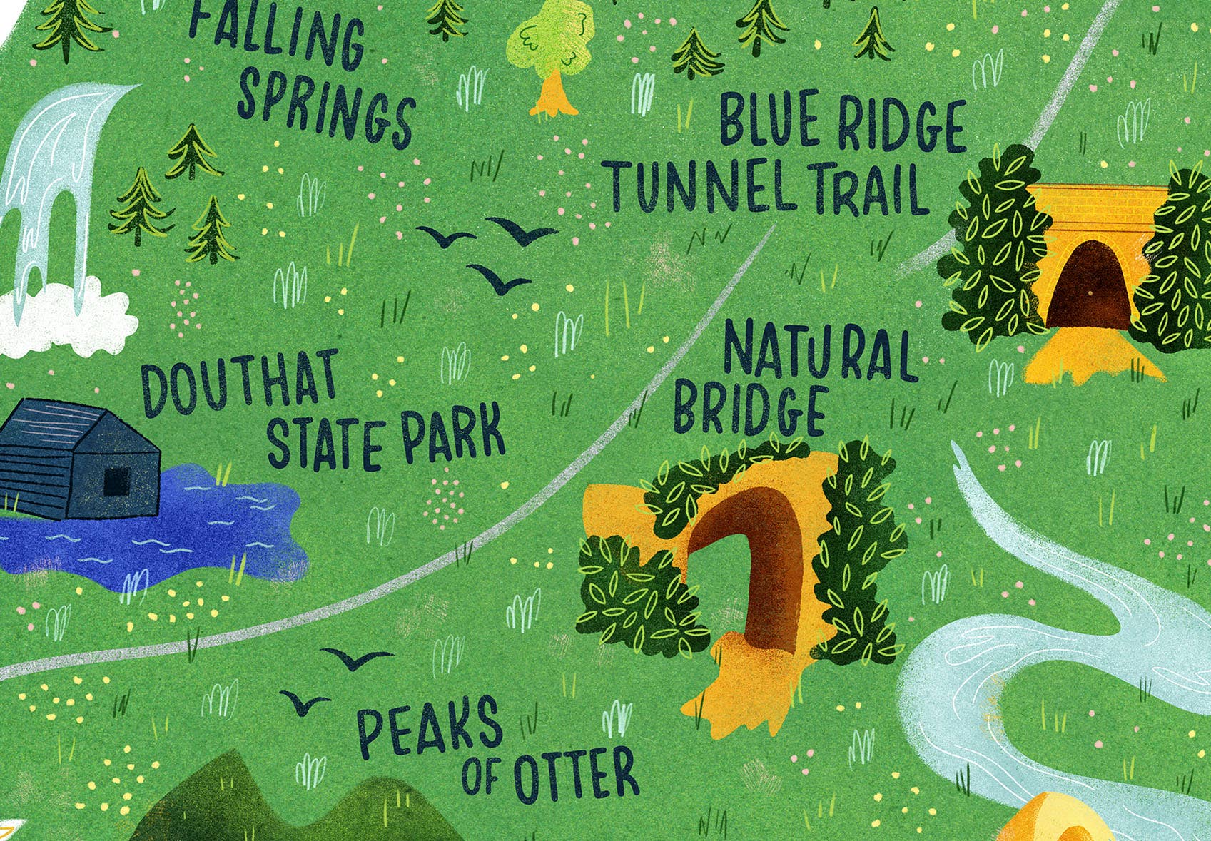 Cherilyn Colbert - Wholesale Art Print - Virginia Illustrated Map Art Print Wall Decor2