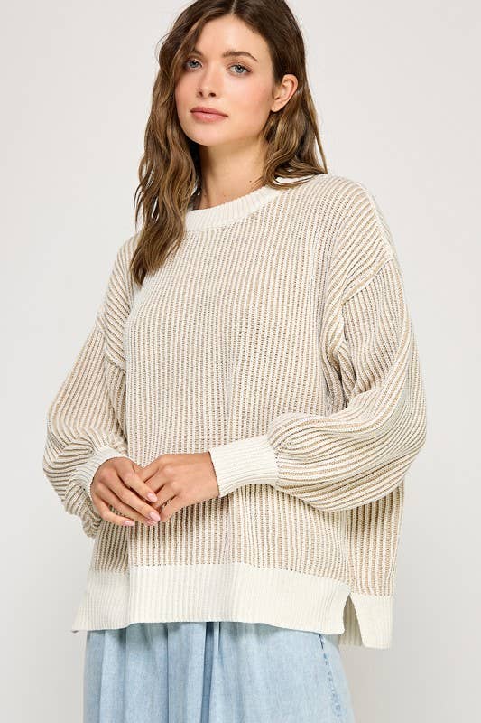 Miss Love - Wholesale Knit Sweater - Women's - Super Soft Strip Sweater17