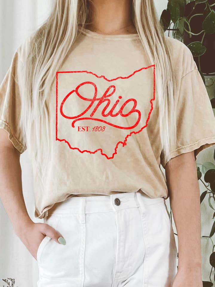 TOP CORTO LARGO CON ESTAMPADO MINERAL DEL ESTADO DE OHIO para venta al por mayor de Rustee Clothing