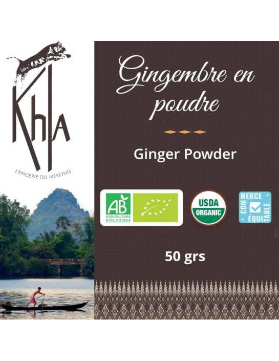Khla - L'épicerie du Mékong - Wholesale Dried Spice - Ginger - Organic - powder - 50g - Jar4