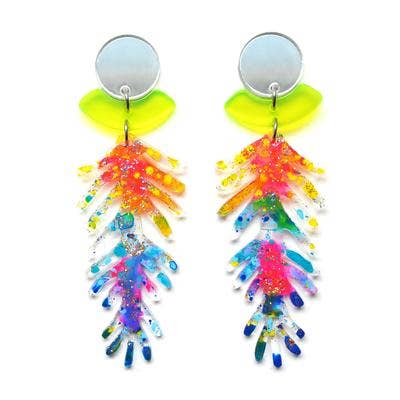Boo and Boo Factory - Wholesale Hangende/ronde oorbellen - Neon Ombre Branch Laser gesneden acrylhars oorbellen