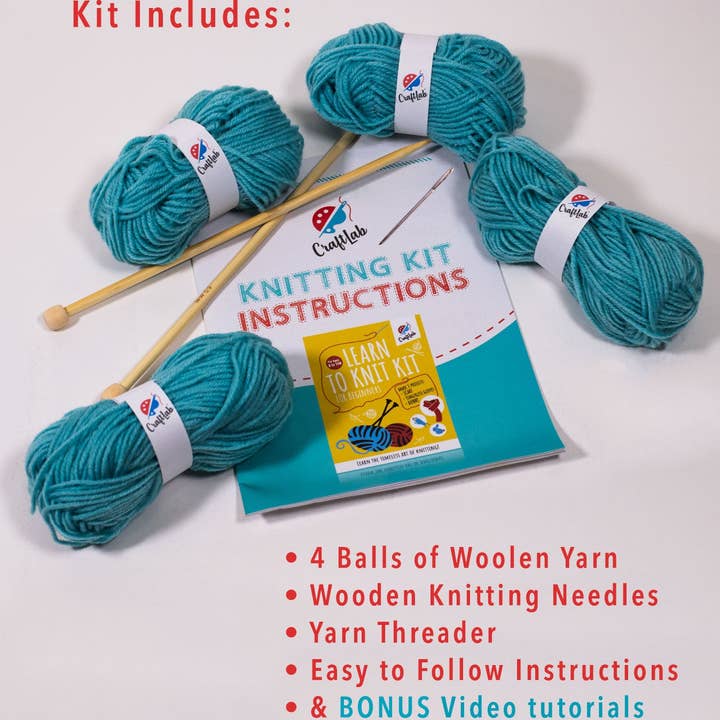 CraftLab - Wholesale Knitting/Crochet Supplies - Knitting Kit for Beginners, Kids and Adults