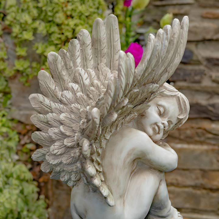 Zaer Ltd. International - Vente Bibelots/décorations d'extérieur - Statues de chérubin assises en polyrésine de 20 pouces de haut, 2 pièces/ensemble5