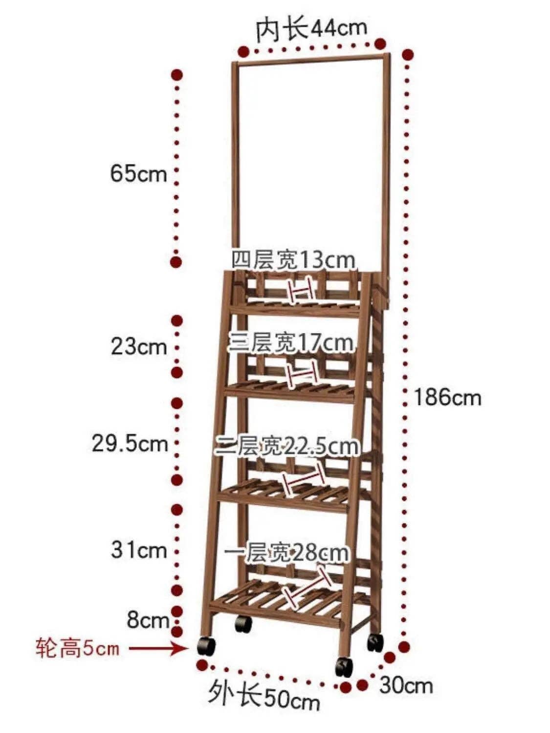 everythingbamboo - Vente Supports de plantes - Étagère porte-plante en pin massif avec barre suspendue, décor jardin intérieur et extérieur13