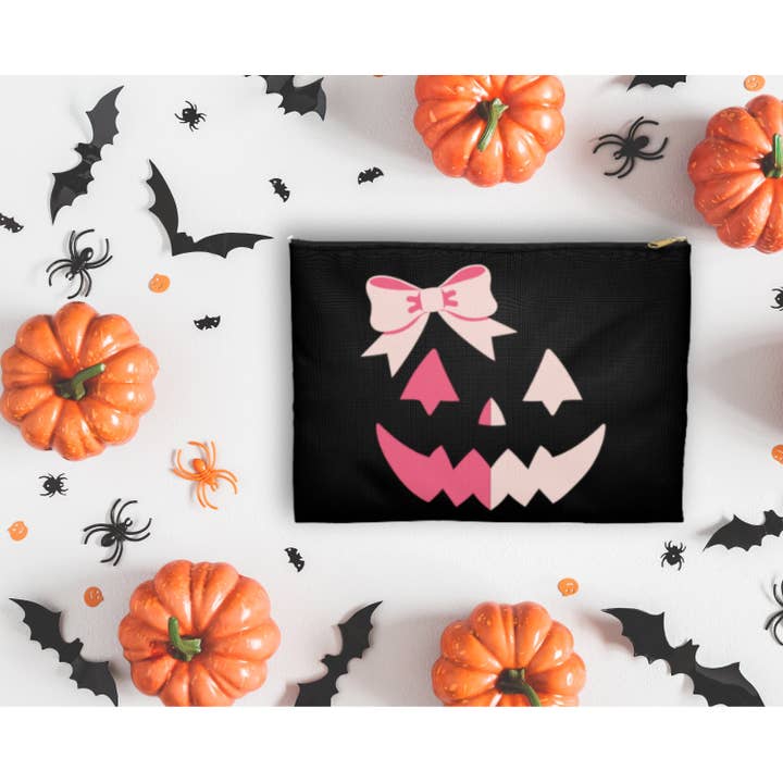 T O T A L I Z A D O R E S – bolsa de maquilhagem e cosméticos por atacado – Saco acessório de abóbora rosa Halloween Jack O Lanterna Maquiagem