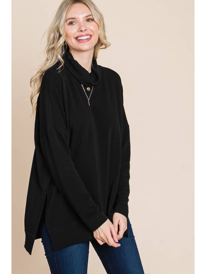 Emerald Collection - Venta al por mayor Sudadera - Mujer - ETK-8697 Jersey con cuello vuelto en dos tonos4