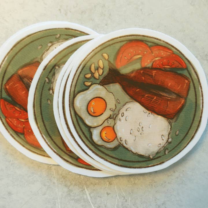 Claudine Castro Art - Wholesale Sticker - Bangus Silog / Bangsilog Cute Food Stickers, Filipino Food Art, Laminated Waterproof Vinyl Laptop Stickers7