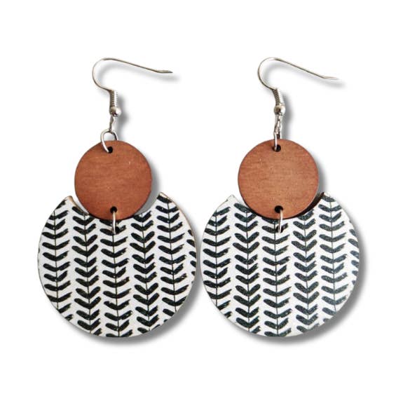 Mönstertryck Cirkel trä örhängen för wholesale av Plenty of Pattern