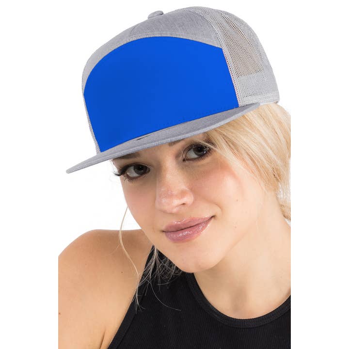 Cap Zone - Wholesale Trucker hat – Women’s - Colored Front Two Tone 7 Panel Flat Bill Trucker Hat17