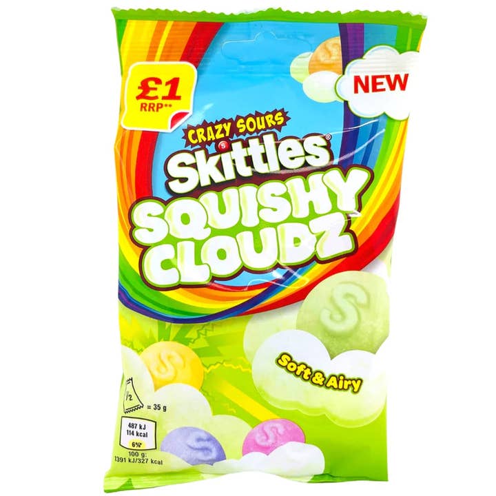 Skittles Crazy Sours Squishy Cloudz (70g) 6-Pack for wholesale by Pops Distro Inc