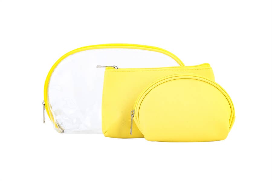 Nima Accessories Inc - Wholesale Makeup/Cosmetic Bag - Ladies 3 Piece Clear See Thru Metallic Cosmetic Bag4