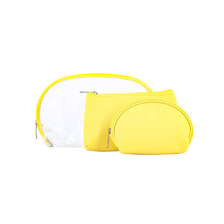 Nima Accessories Inc - Wholesale Makeup/Cosmetic Bag - Ladies 3 Piece Clear See Thru Metallic Cosmetic Bag4