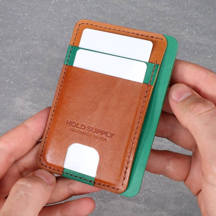 HOLD SUPPLY - Wholesale Wallet - Unisex - Green and Brown Unisex Leather Front Pocket Wallet5