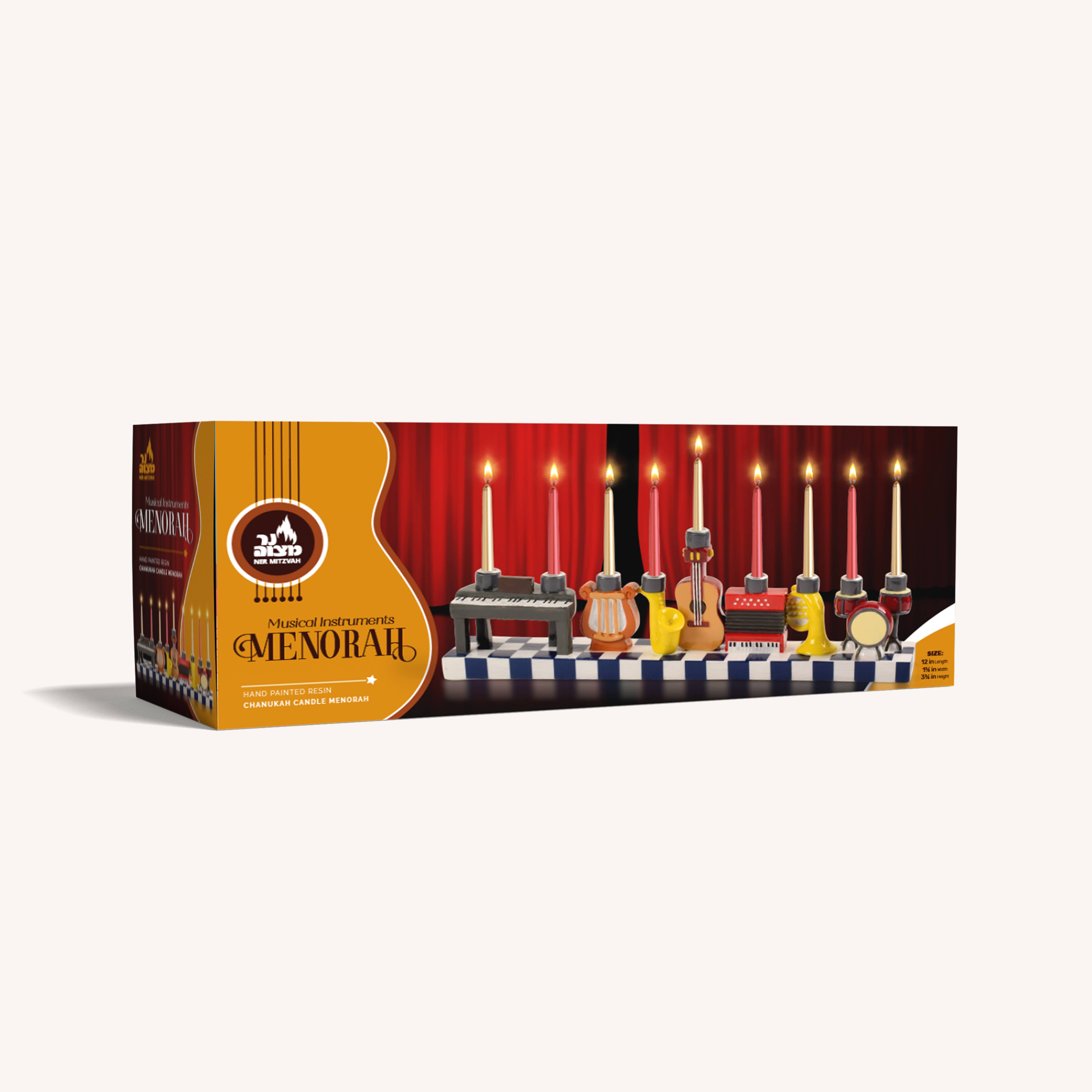 Ner Mitzvah - Wholesale Menorah - Hand Painted Menorah - Musical Instruments1