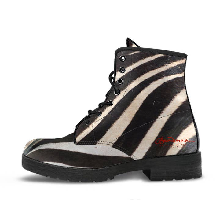 Zebra Leather Boots (Vegan) for wholesale by BettinaMarksCollections