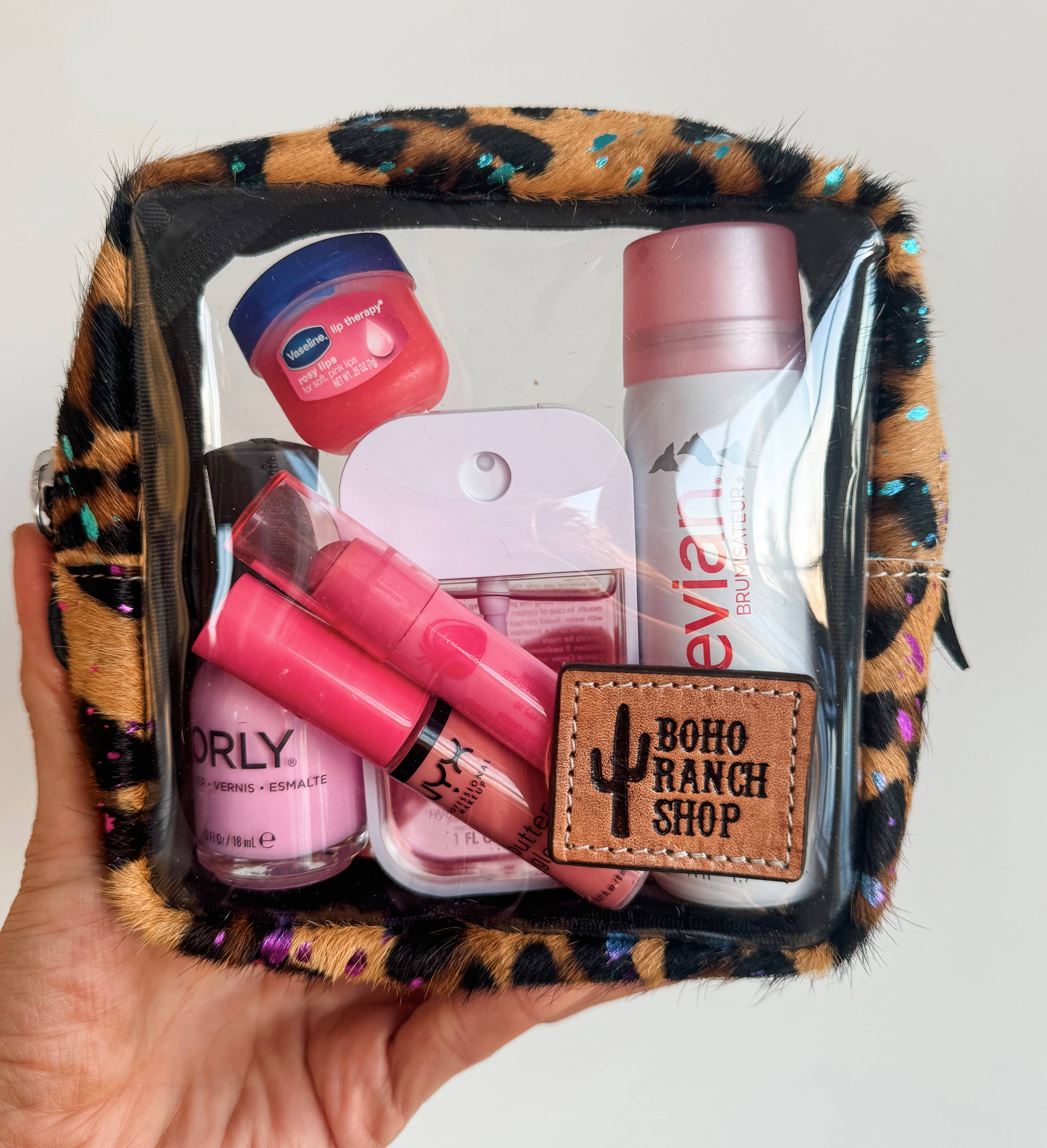 Boho Ranch Shop - Venta al por mayor Bolsa para maquillaje - Estuche Transparente de Piel de Vaca - Bolsa de Viaje para Maquillaje y Artículos de Tocador11