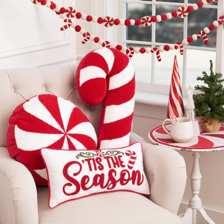 C&F Home - Wholesale Throw/Decorative Pillow - Christmas Candy Cane Shaped Throw Pillow