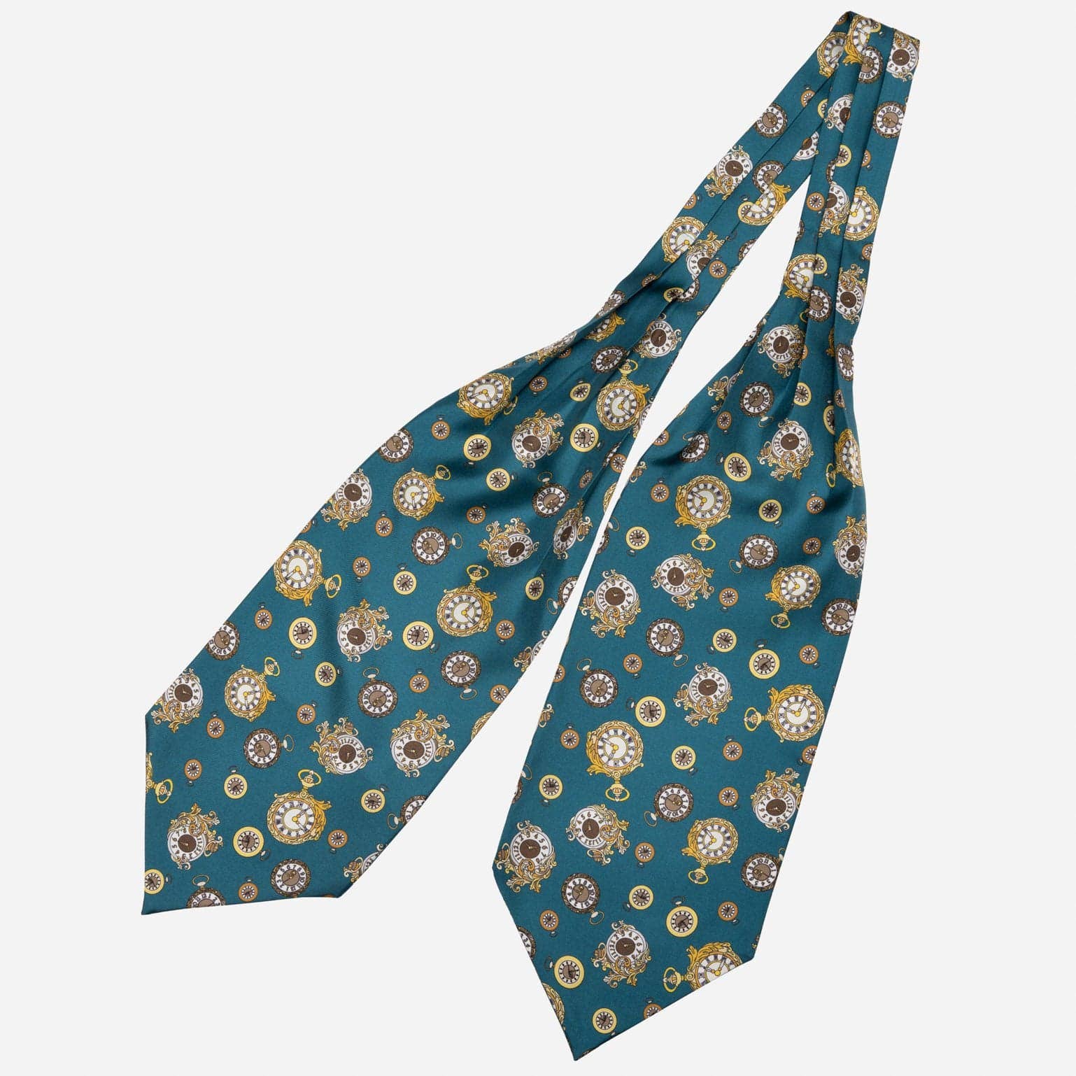 Elizabetta Made in Italy USA – Großhandel Krawatte – Herren – Vergoldeter Hüter - Seidenascot-Krawatte - Petrolblau4