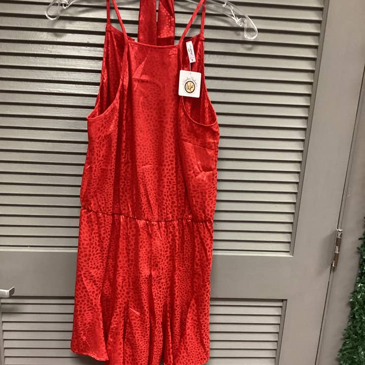 Red Cheetah Print Romper for wholesale by Wooden Elephant Boutique