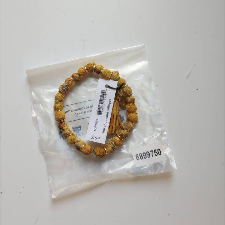 Ten Thousand Villages - Wholesale Beaded Bracelet - *Tashi Sari Beaded Bracelet - Saffron