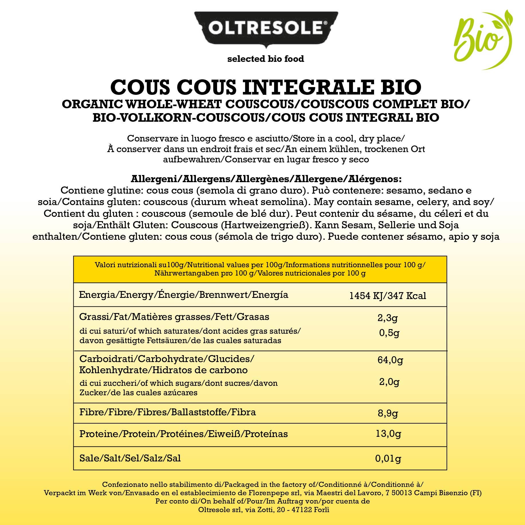 Oltresole - Wholesale Whole Grains - ORGANIC WHOLEMEAL COUSCOUS 5 Kg4