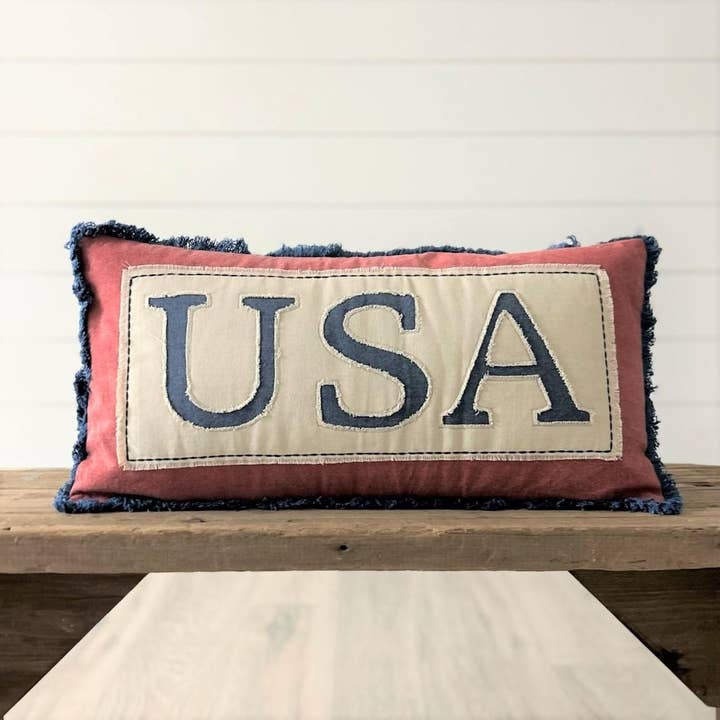 Audrey's Home & Gift - Wholesale Lumbar Pillow - Lumbar Pillow - Stonewashed Usa (Pk/02)