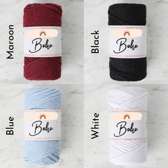 MY BOUQUETS - Wholesale Yarn - Macrame Cord 3-4 mm 100% Cotton | 240 Ft (75 m) | Single Twist, High Quality | Macrame Rope | Macrame String Cotton Yarn | Macrame 3.5 mm