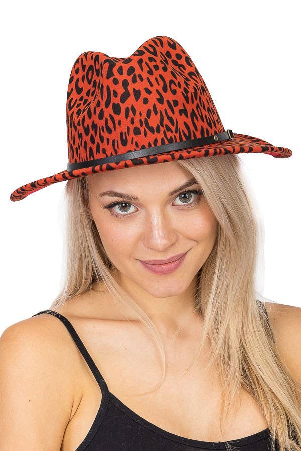 Cap Zone - Wholesale Fedora - Women's - Leopard Red Bottom Fedora3
