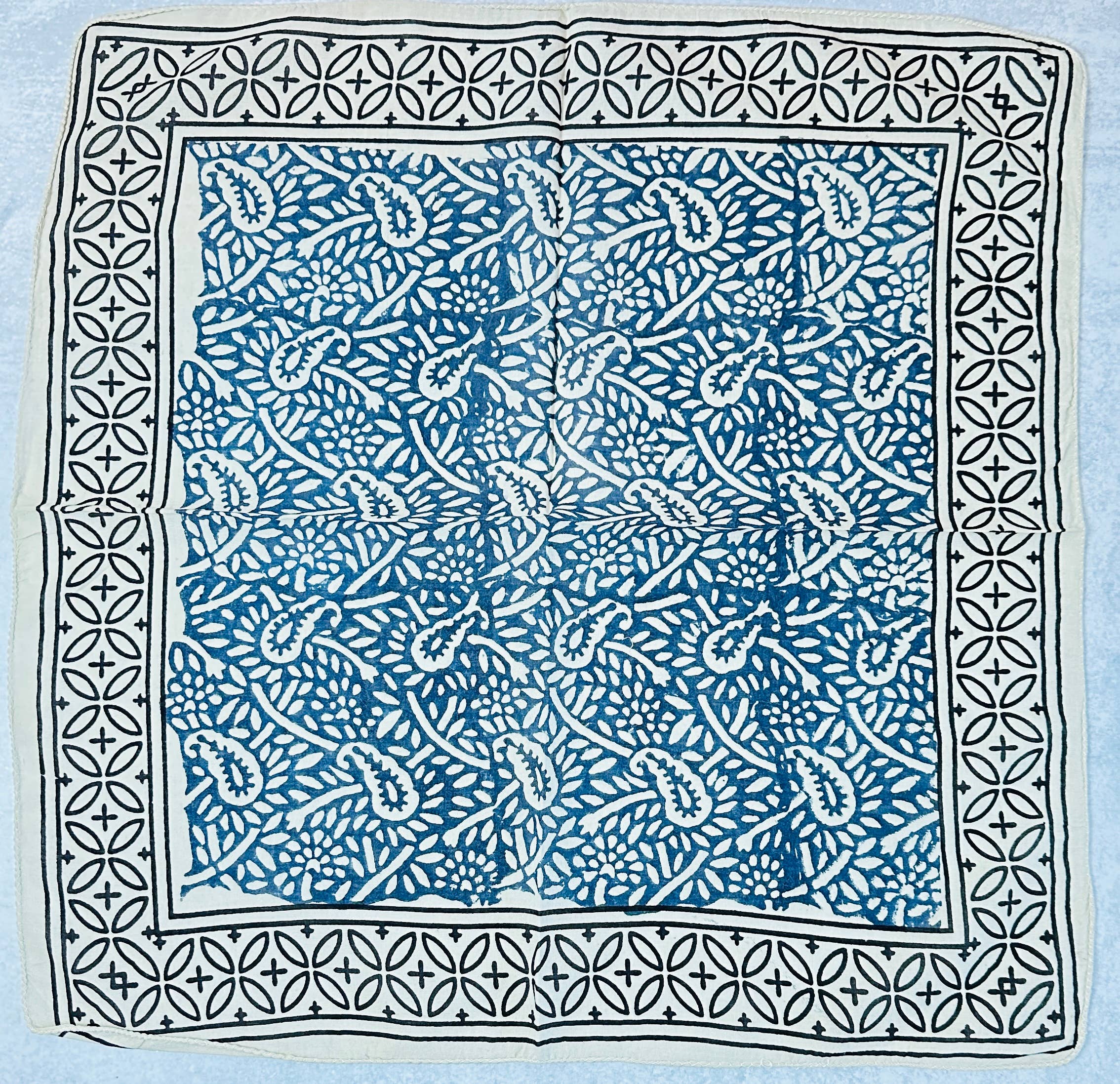 CurlyCandle - Vendita all'ingrosso Bandana - Unisex - Bandana stampato a blocchi - Paisley indaco2