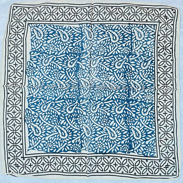 CurlyCandle - Vendita all'ingrosso Bandana - Unisex - Bandana stampato a blocchi - Paisley indaco2