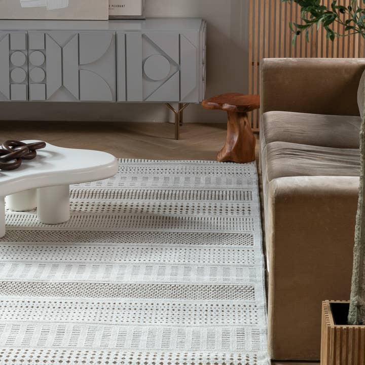 Abstract Modern Boho Beige Brown Indoor Area Rug for wholesale on Faire5