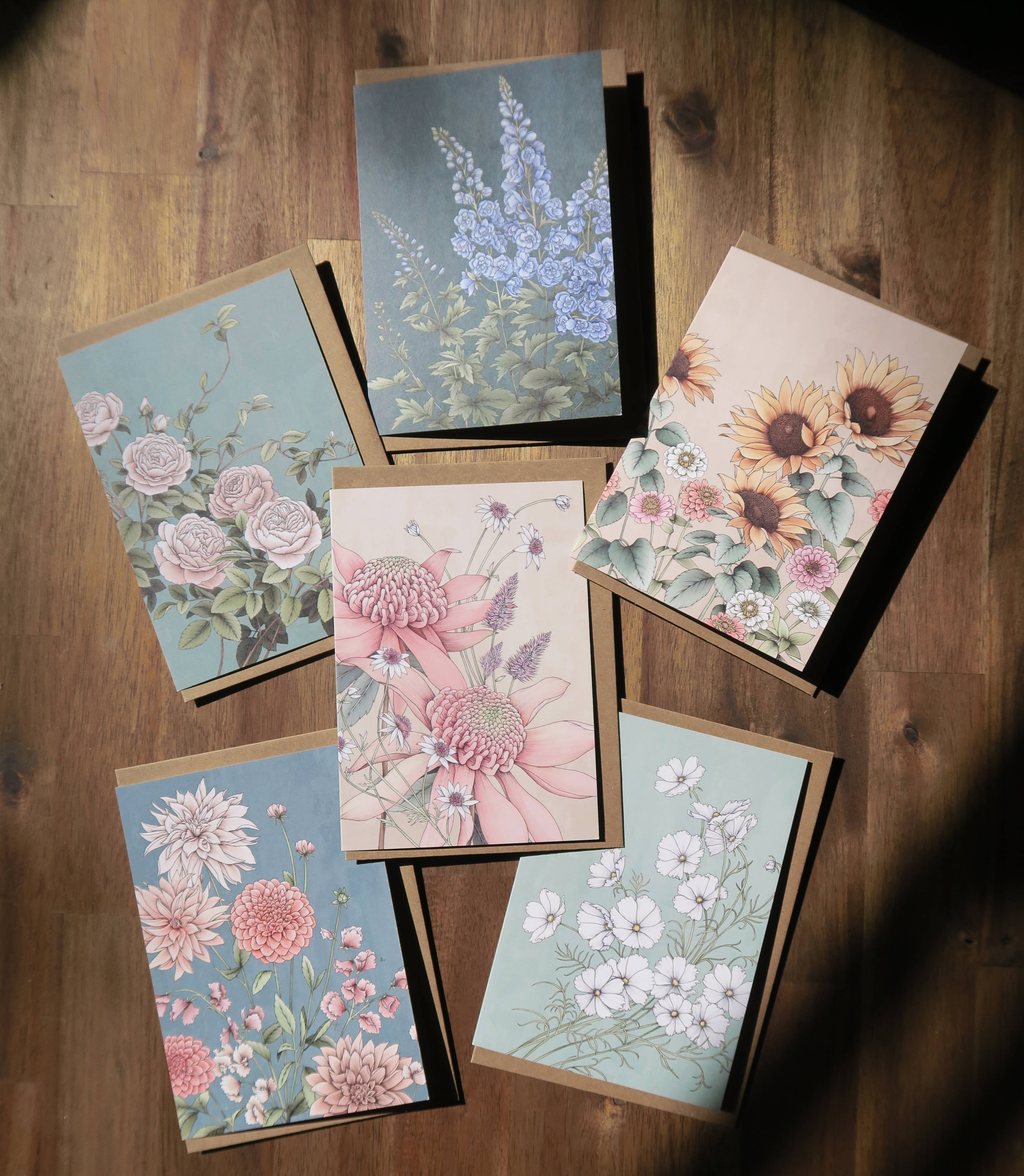 Typoflora – wholesale Everyday greeting card – Delphiniums Portrait Card3