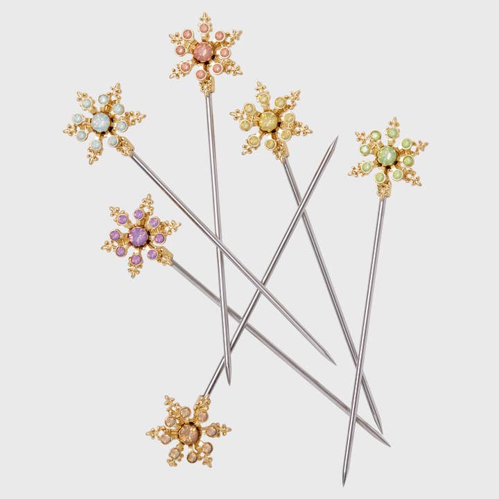Snowflake cocktail picks, pastel for wholesale by Joanna Buchanan