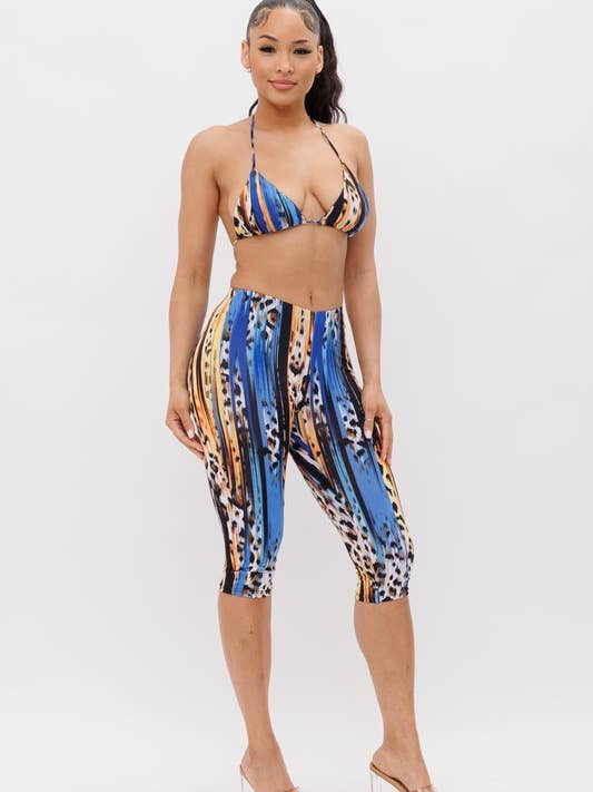 Stort blommönster Bikini- och Capribyxor Set för wholesale av Belita Collection