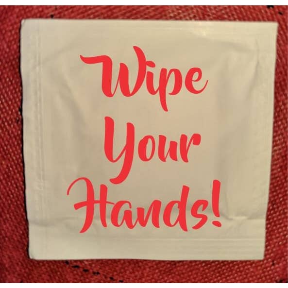 Party Bibs - Venta al por mayor Desinfectante de manos - ¡Límpiate las manos! Toallitas húmedas, diseño de stock, paquete de 254