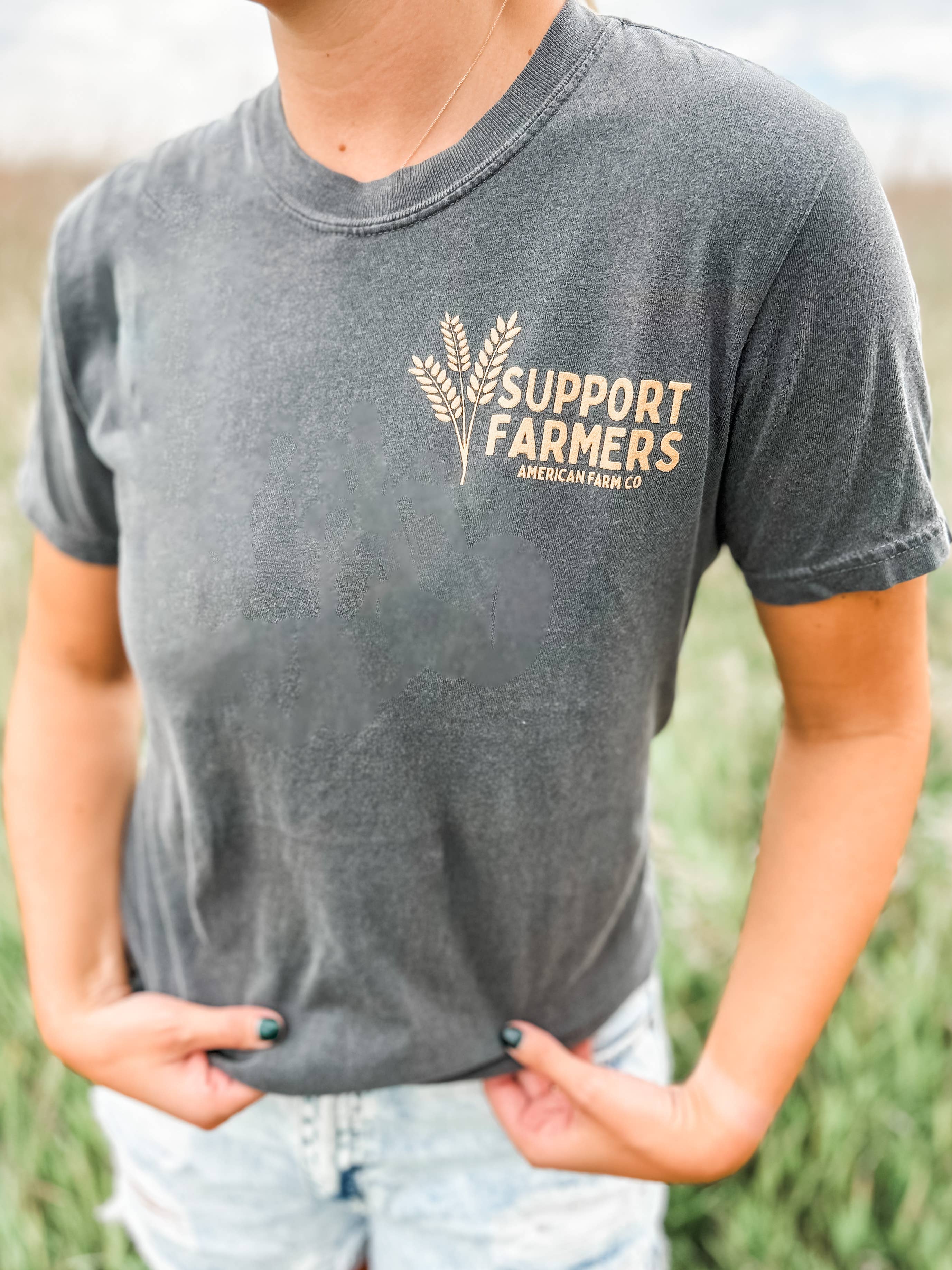 American Farm Company - Wholesale Screen Printed T-Shirt - Women's - Western ‘Support Farmers’ Wheat Unisex Graphic Tee5