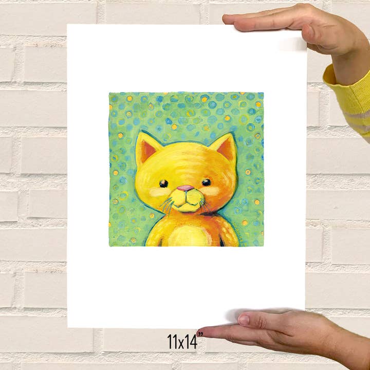 Happy Orange Tabby Kitty, 11x14" PRINT for wholesale by Adriprints