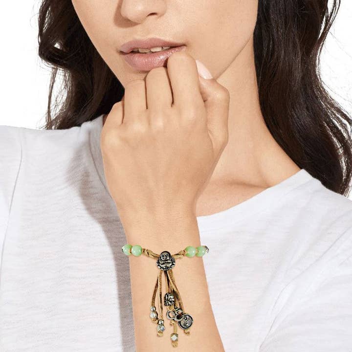 TheTizana - Wholesale Beaded Bracelet - Buddhism Multi Beads Leather Braided Bracelet