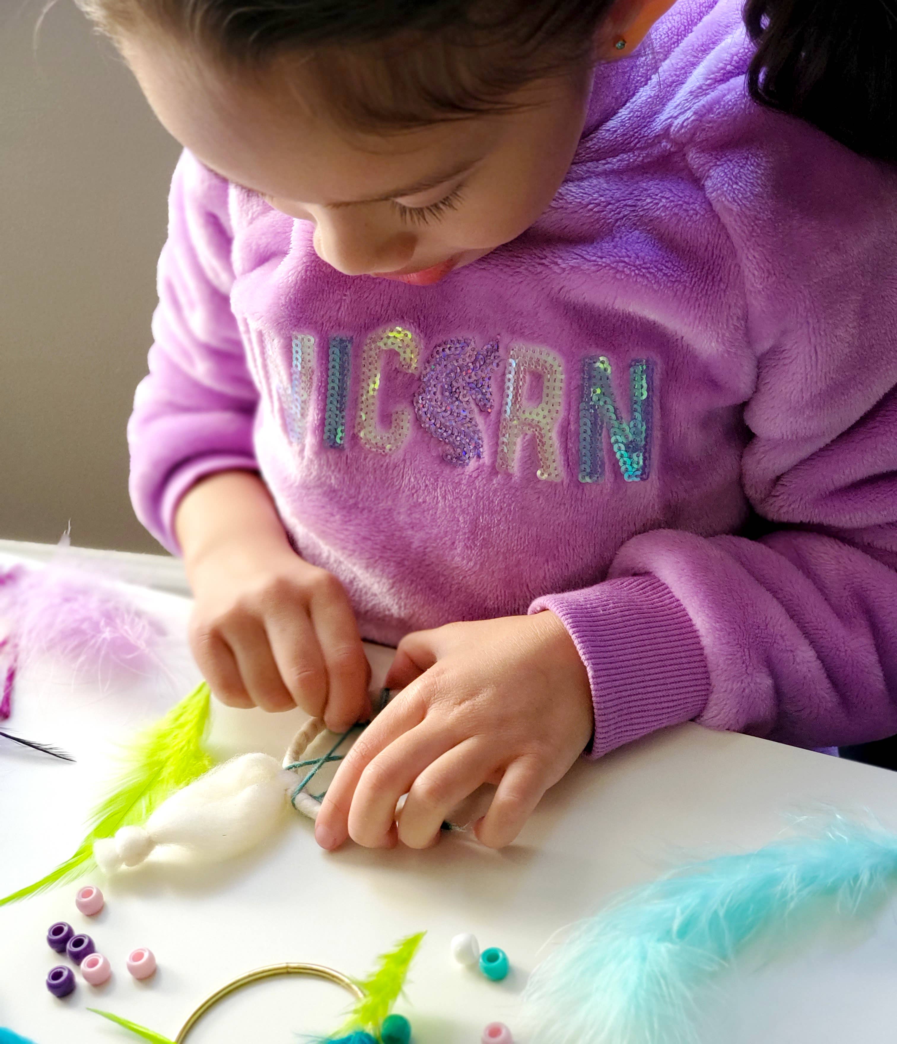 Monague Indigenous Crafts & Gifts - Wholesale DIY Craft Kit - Kids - Dream Catcher 2.5" Kids Kit - Rainbows2