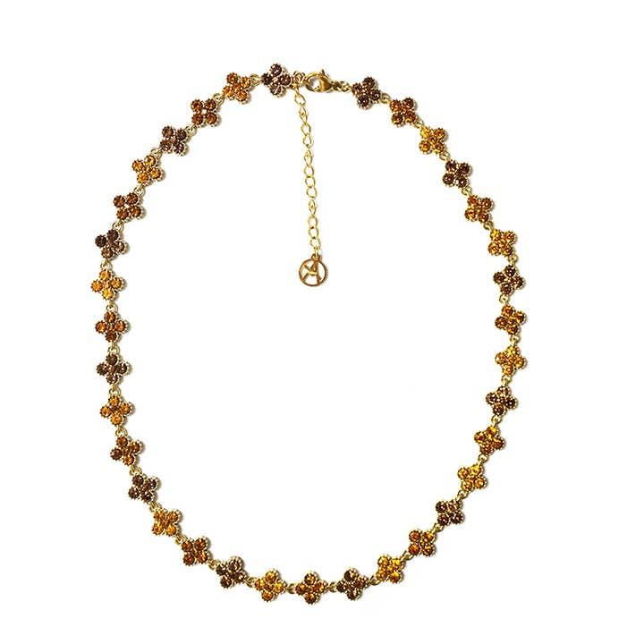 COLLIER À QUATRE-FEUILLES AVEC STRASS COLORÉS pour la vente par AMORINO SRL