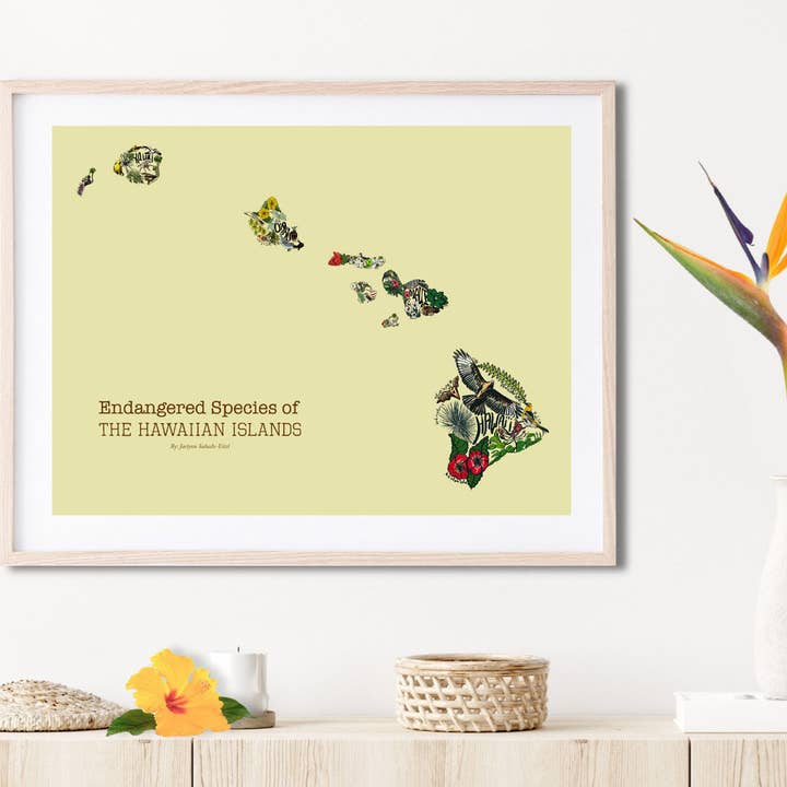 Hawaiian Islands sammenfiltret print for engroshandel hos Paradise Now Hawaiʻi