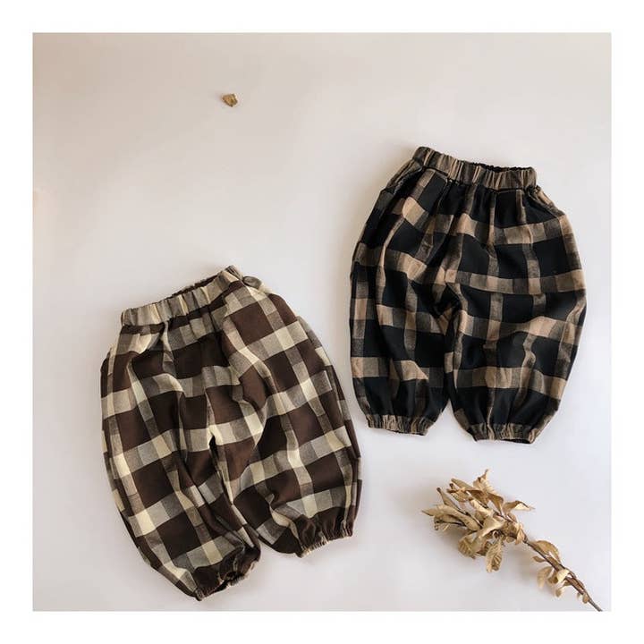 Kids Lantern Pants Casual Plaid Cotton Blend Trousers for wholesale by VERDAVUE