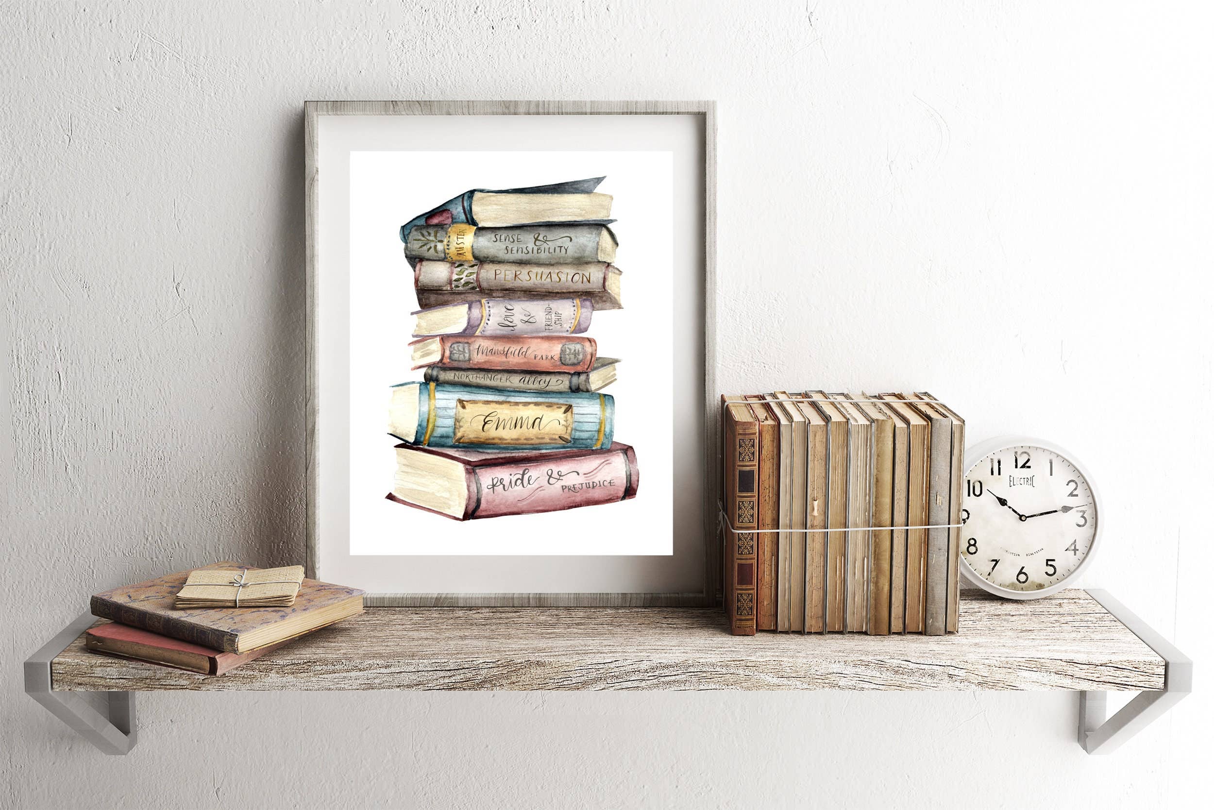 Fox and Wild - Wholesale Art Print - Jane Austen Book Stack Print / 8 x 104