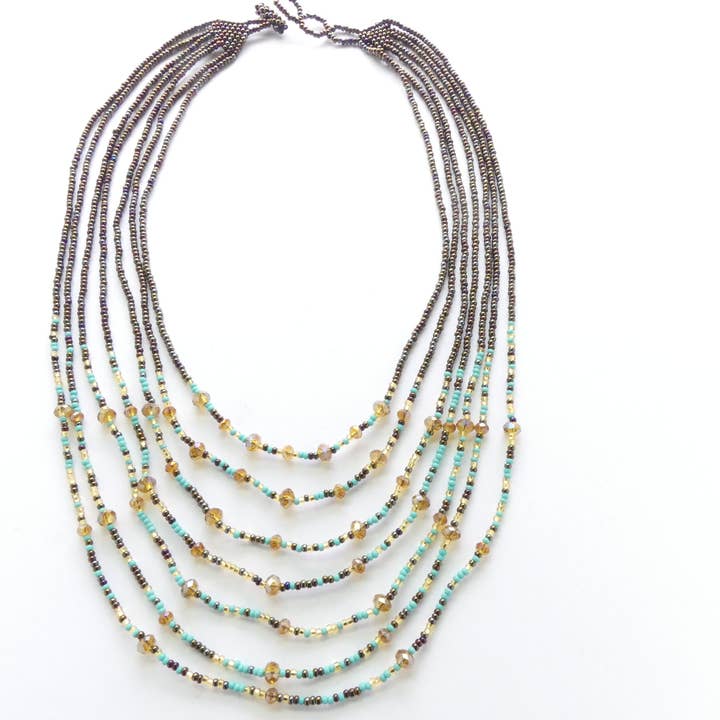DIAMANTI DESIGNS - Wholesale Beaded/Pearl Necklace - Millie Multi-Strand Necklace with Crystals