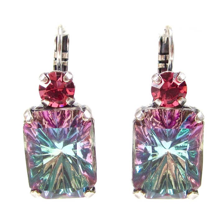 SoHo® Rectangle Earrings In Turquoise And Purple for wholesale by SoHo Schmuckmanufaktur