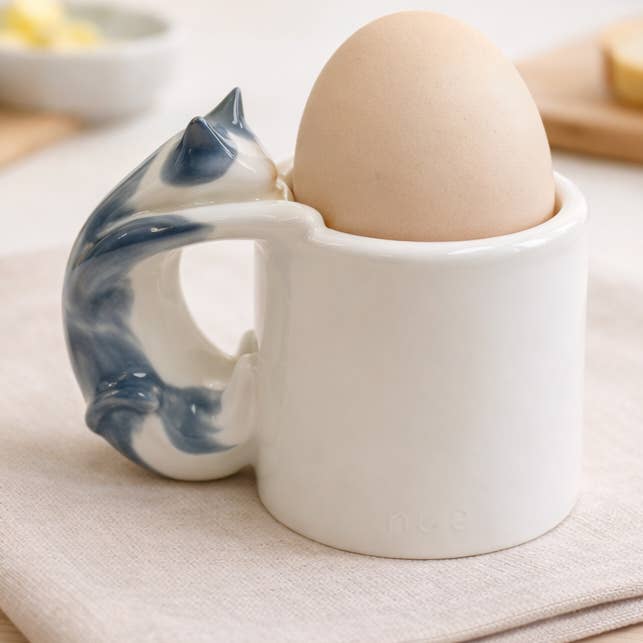 Ceramic Cat Egg Cup (GREY)– Cute Cat Egg Holder for Breakfast for wholesale by 4 AM Product Design