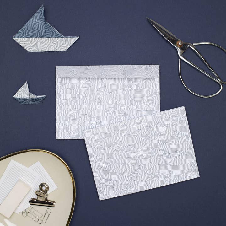 8 white wave envelopes - C6 for wholesale by My Pretty Circus